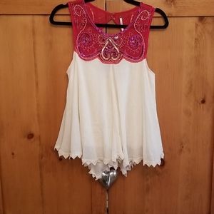 Free People beaded gauzy tank.